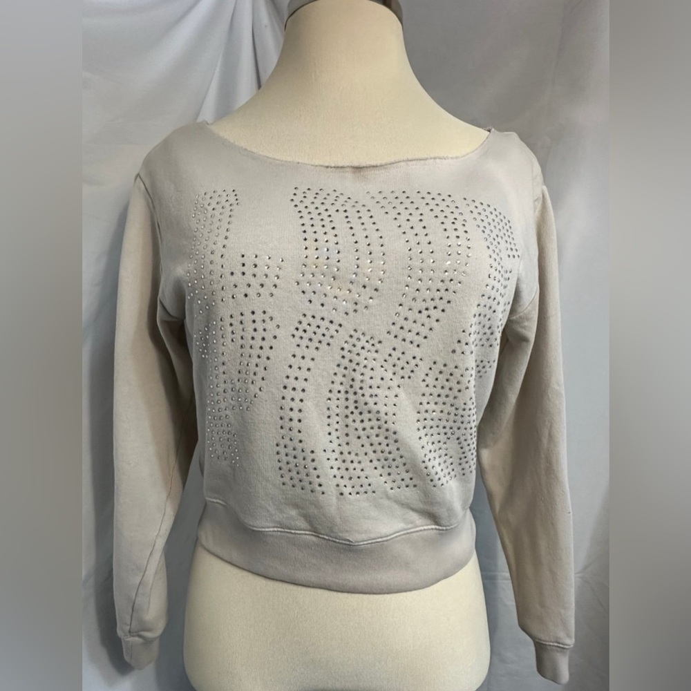 Victoria Secrets Pink Fleece Cropped Sweater Shirt w/Bling woman’s shirt